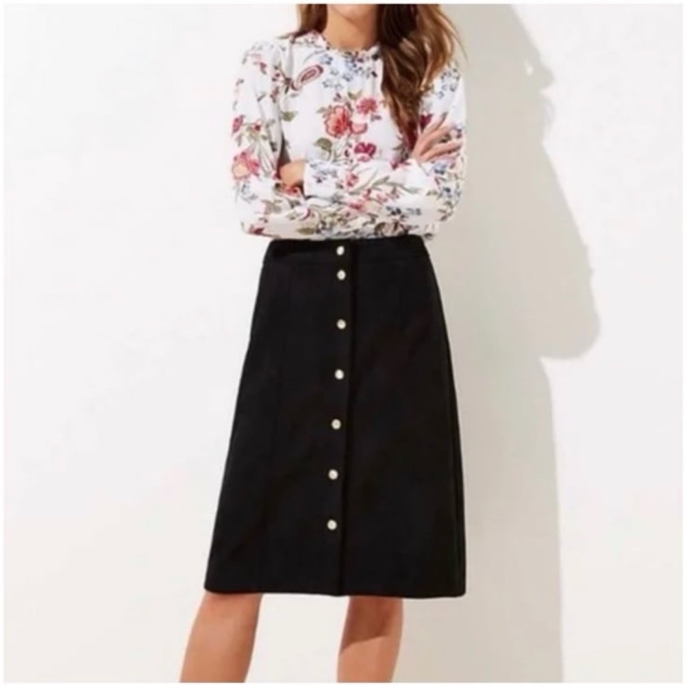 LOFT Black faux suede Skirt